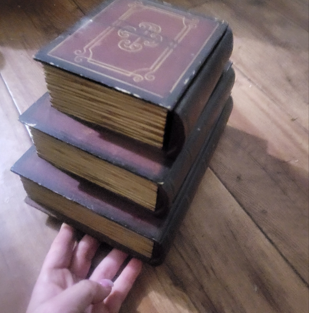 Elegant Red and Gold Decorative Book Boxes